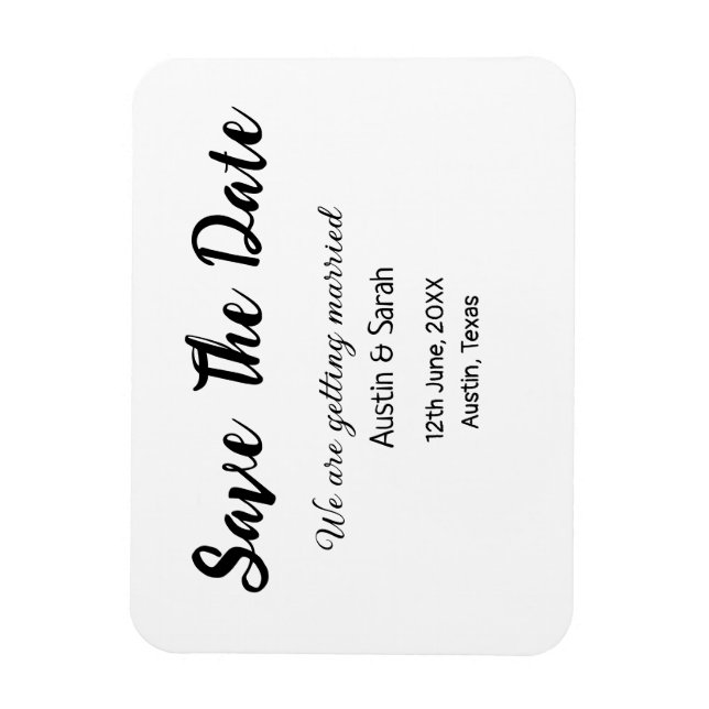 Magnet Flexible Enregistrer la date scanne QR site Web mariage tex (Vertical)