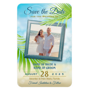 Magnet Flexible Enregistrer la date Votre photo Plage Mariage Palm
