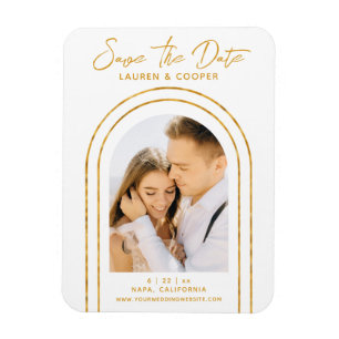 Magnet Flexible Enregistrer La Date White Gold Style Art Déco Mari