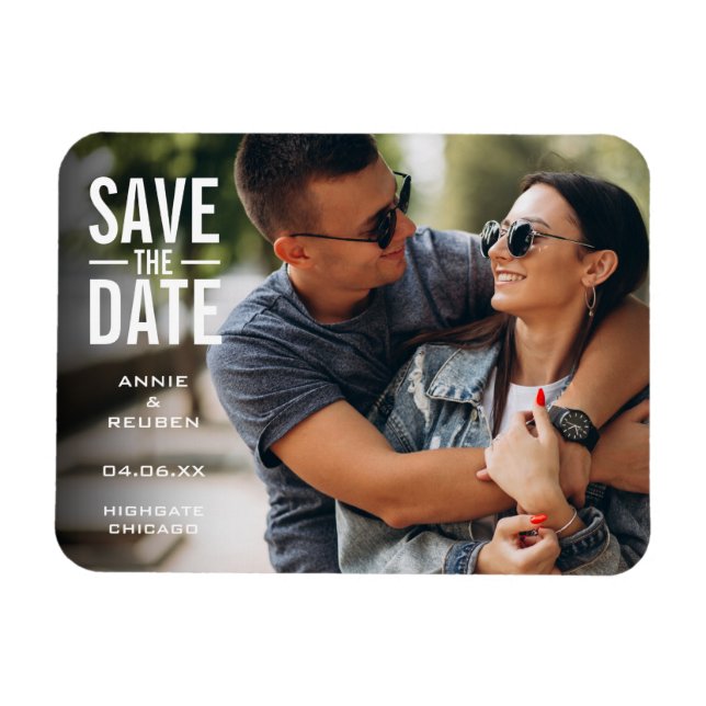Magnet Flexible Enregistrer la photo Faire-part moderne date (Horizontal)