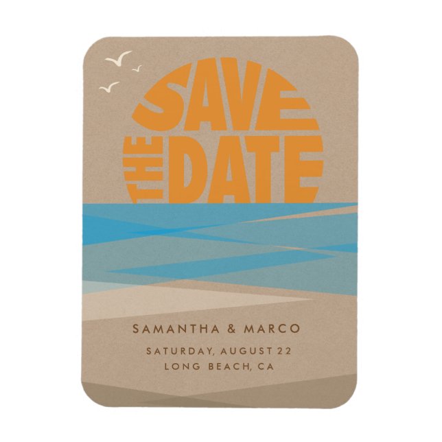 Magnet Flexible Enregistrer l'aimant de la date, mariage de plage (Vertical)