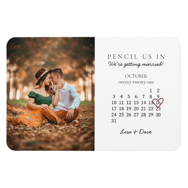 Magnet Flexible Enregistrer le Faire-part Mariage du mois du calen (Horizontal)