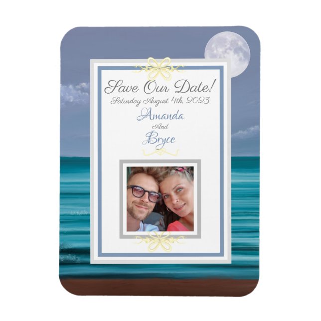 Magnet Flexible Enregistrer notre date Lune de mer turquoise maria (Vertical)