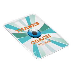 Magnet Flexible Entraîneur de Football Merci, Orange sur Sarcelle,