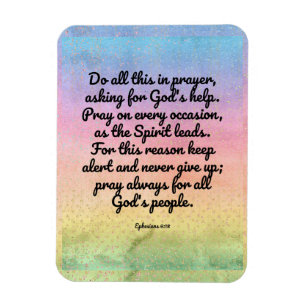Magnet Flexible Éphésiens 6:18 arc-en-ciel Bible Verse Prière