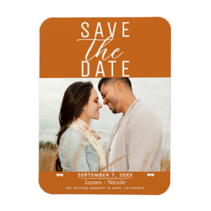 Magnet Flexible Épice orange moderne Enregistrer la date Mariage P