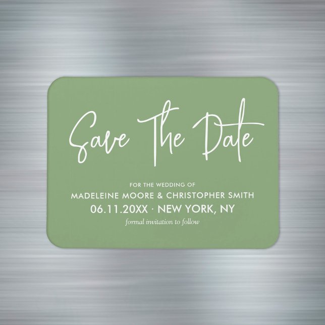 Magnet Flexible Épingle de calendrier moderne calligraphiée vert s (Sage Green Modern Calligraphy Save The Date Magnet
)