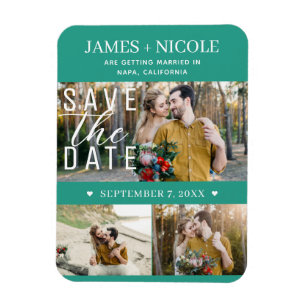 Magnet Flexible Épingle de mariage moderne vert sarcelle Enregistr