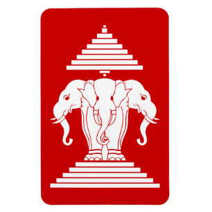 Magnet Flexible Erawan Trois éléphant en tête Lao / Laos Drapeau