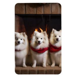 Magnet Flexible Eskimo Américain au coin du feu de Noël