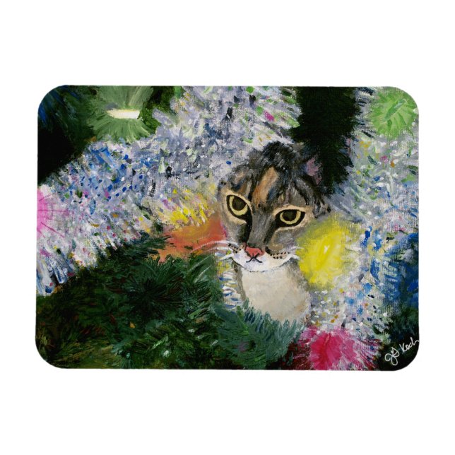 Magnet Flexible Et un chat dans un aimant d'arbre de Noël (Horizontal)