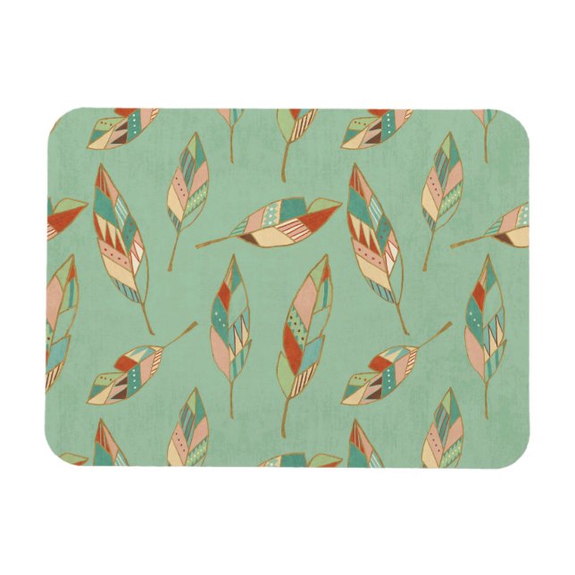 Magnet Flexible Étape Geo Sud-Ouest | Motif de plumes vertes (Horizontal)