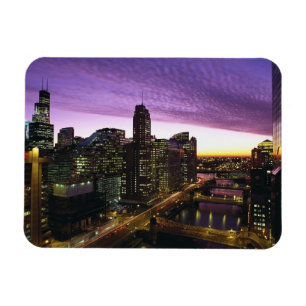 Magnet Flexible États-Unis, IL, Chicago. Skyline et rivière de Chi