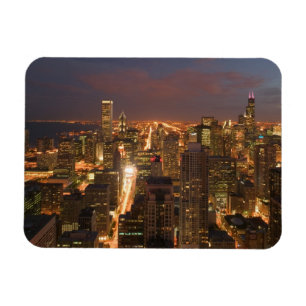 Magnet Flexible États-Unis, Illinois, Chicago: Vue en soirée de 