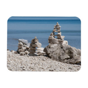 Magnet Flexible États-Unis, Michigan. Tours de pierre sur la plage