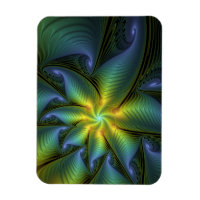 Etoile Abstraite, Bleu brillant Vert Or Fractal Ar