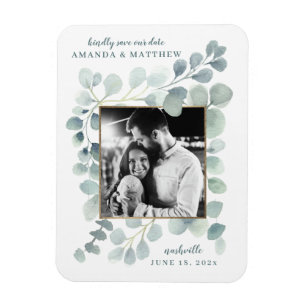 Magnet Flexible Eucalyptus Verdure Aquarelle Feuillage Bleu Dusty