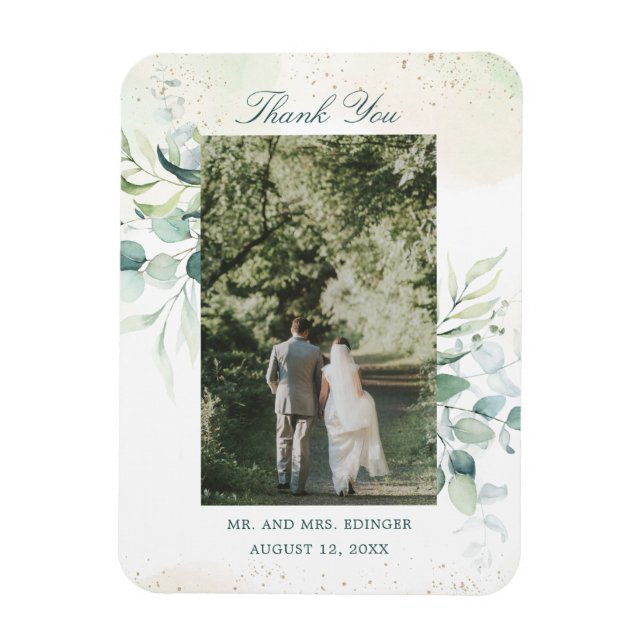 Magnet Flexible Eucalyptus Verdure Photo Merci Mariage Faveur (Vertical)