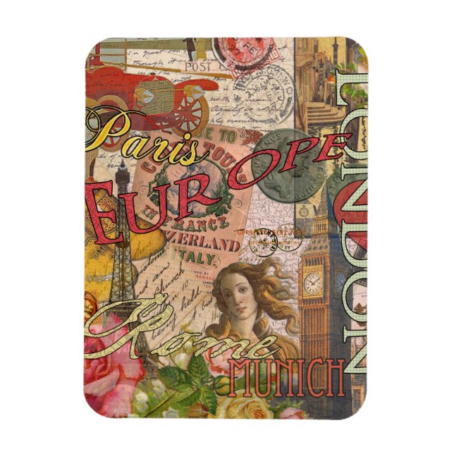 Magnet Flexible Europe Travel Vintage (Vertical)