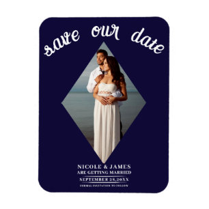 Magnet Flexible Événement de mariage photo diamant minimal bleu En