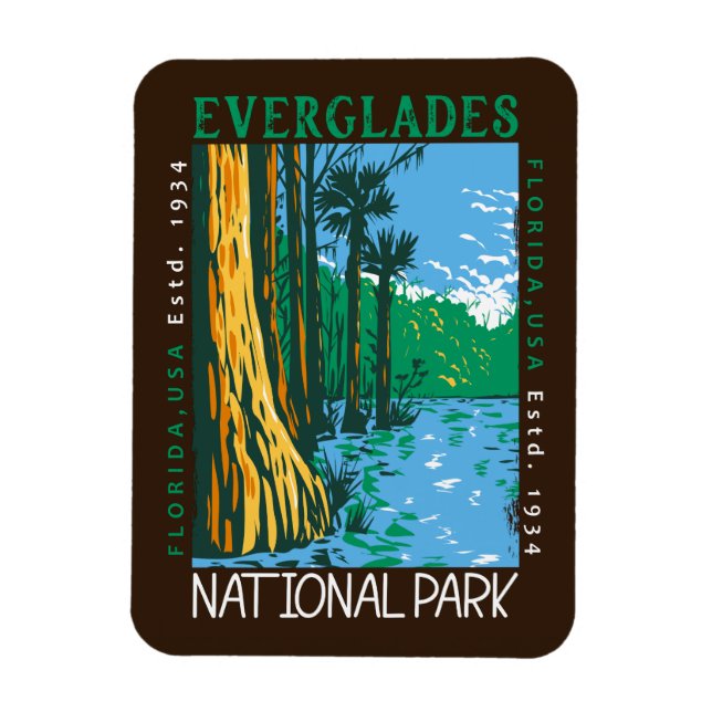 Magnet Flexible Everglades Parc National Floride Distressé Rétro (Vertical)