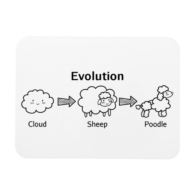 Magnet Flexible Évolution amusante d'un nuage en mouton et caniche (Horizontal)