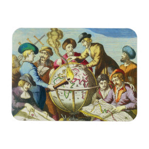Magnet Flexible Explorateurs vintages avec carte du monde antique,