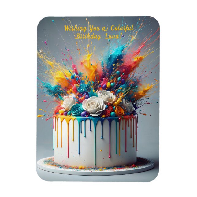 Magnet Flexible Explosion de joie - Joyeux gâteau d'anniversaire (Vertical)