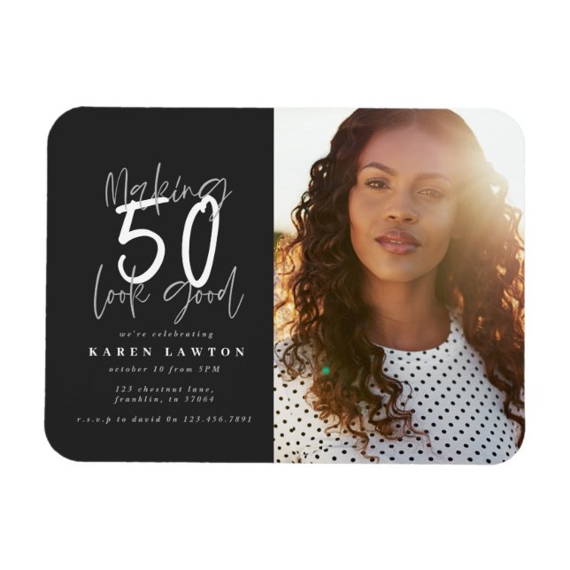 Magnet Flexible Faire paraître 50 une bonne invitation d'anniversa (Horizontal)