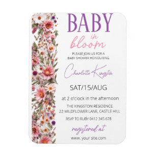 Magnet Flexible Faire-part bébé en fleurs, Baby Shower fleurs sauv