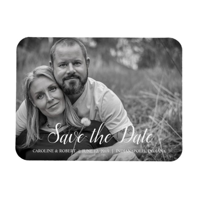 Magnet Flexible Faire-part de date de sauvegarde de photo de scrip (Horizontal)