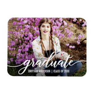 Magnet Flexible Faire-part de graduation de script moderne avec ph