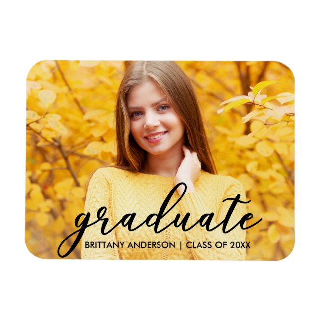 Magnet Flexible Faire-part de graduation de script moderne Photo B (Horizontal)