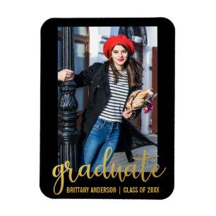 Magnet Flexible Faire-part de graduation de script moderne Photo G