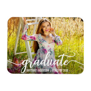 Magnet Flexible Faire-part de graduation de script moderne photo W