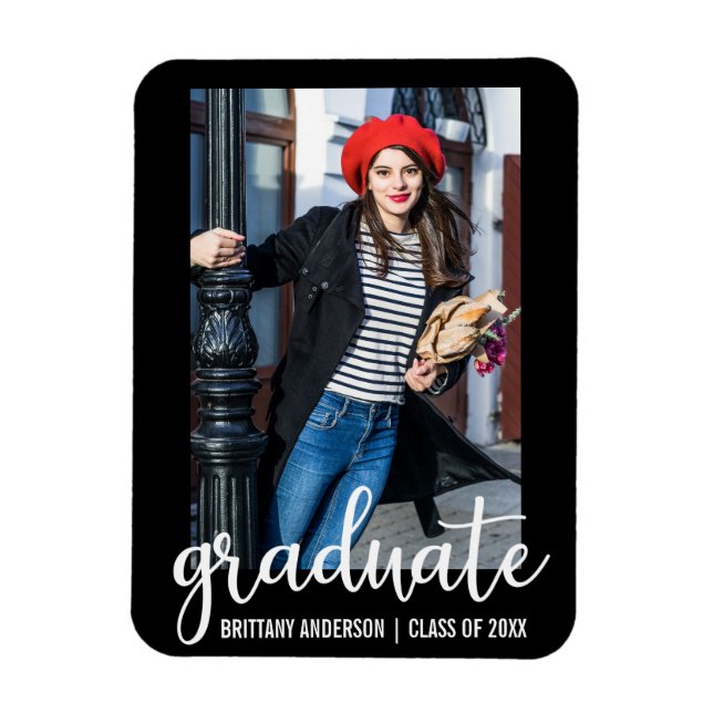 Magnet Flexible Faire-part de graduation de script moderne WB (Vertical)