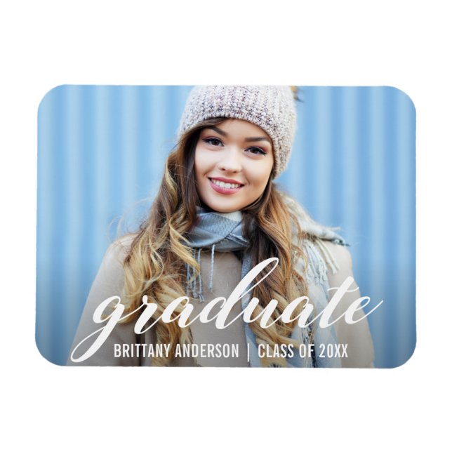 Magnet Flexible Faire-part de graduation moderne | Photo d'études  (Horizontal)