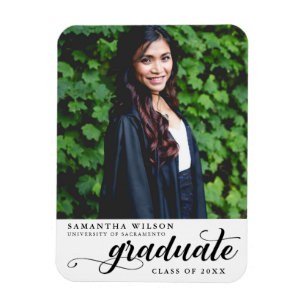 Magnet Flexible Faire-part de graduation photo de script moderne