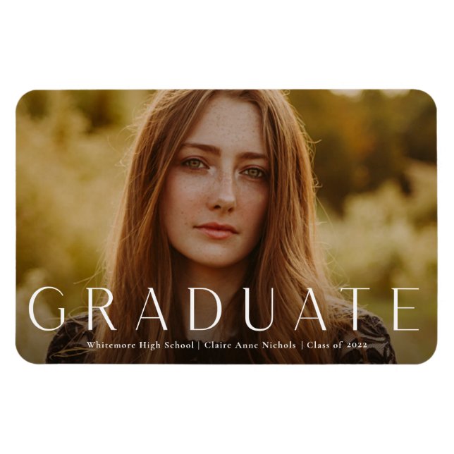 Magnet Flexible Faire-part de graduation photo horizontale moderne (Horizontal)
