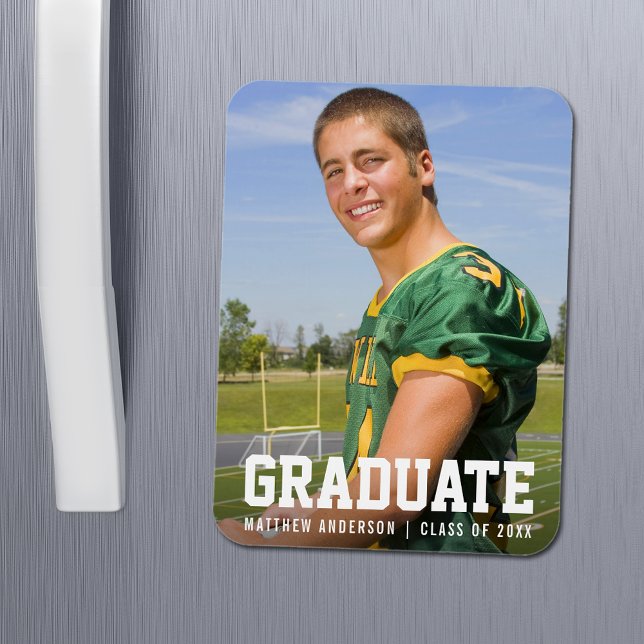 Magnet Flexible Faire-part de graduation sportive moderne photo (Customize to change text size or text style.)