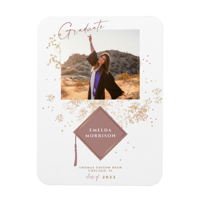 Magnet Flexible Faire-part de la partie de graduation de la photo  (Vertical)