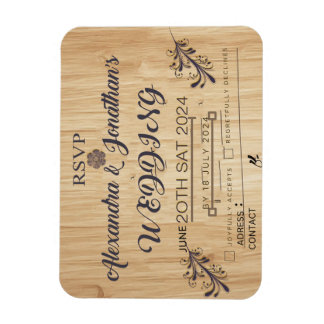 Magnet Flexible faire-part de mariage arrière - plan en bois moder