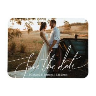 Magnet Flexible Faire-part de mariage avec écriture moderne et pho