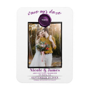 Magnet Flexible Faire-part de mariage avec photo et sceau de cire 