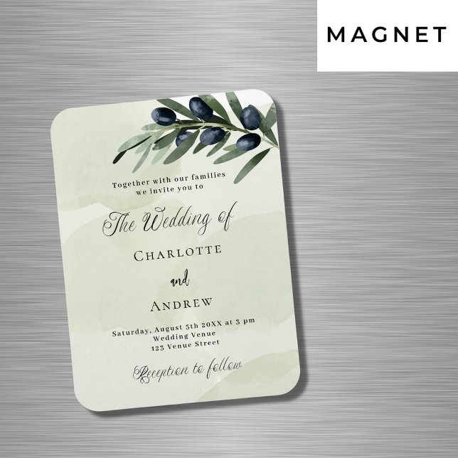 Magnet Flexible Faire-part de mariage d'aquarelle de la feuille d' (Créateur téléchargé)