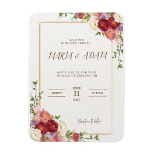 Magnet Flexible Faire-part de mariage Floral Boho Neutre Rustique
