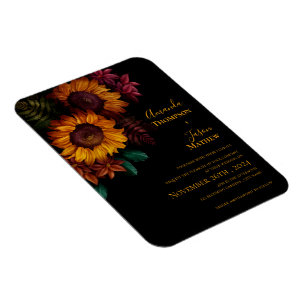 Magnet Flexible Faire-part de mariage floral noir brulé