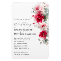 Faire-part de mariage floral rose rouge et rose