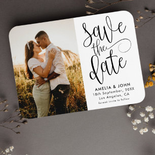 Magnet Flexible Faire-Part de Mariage Moderne Photo Noir & Blanc
