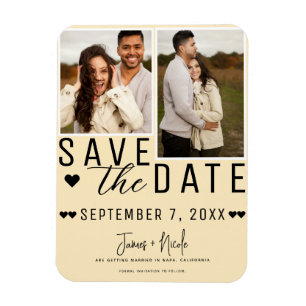 Magnet Flexible Faire part de mariage photo 2 Custard Warm moderne